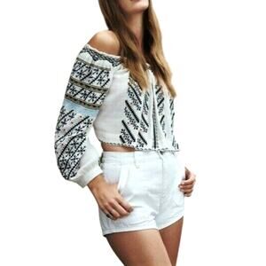 FREE PEOPLE Sweet Surrender high rise denim jeans shorts optic white Size 24 NEW